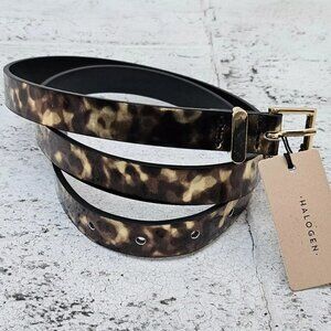 HALOGEN Women Waistband Animal Print Faux Leather Vegan Skinny Belt Size M 33in